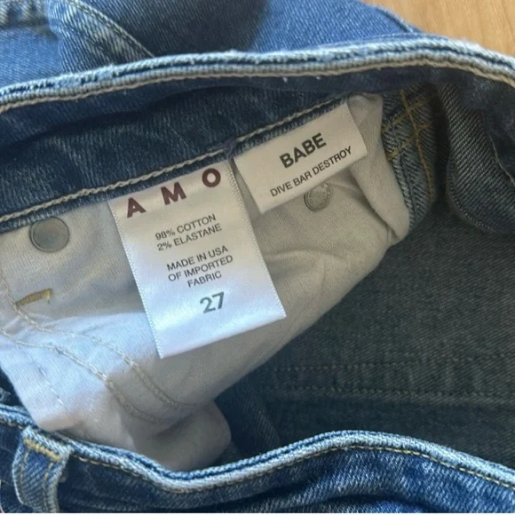 Amo Babe Blue Jeans Size 27 Very Sexy 🖤 Dive Bar Destroy Wash - Picture 9 of 10